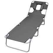Lettino prendisole sedia a sdraio lettino prendisole letto da giardino mobili da giardino mobili da esterno pieghevoli con schienale e poggiatesta regolabili grigio 02_0012870