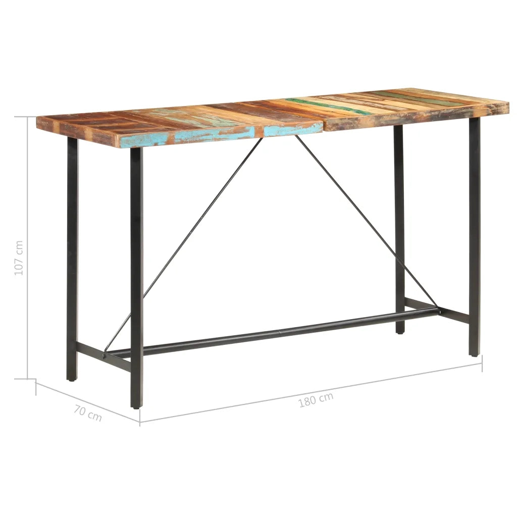 Set da Bar 7 pz in Legno Massello di Recupero e Vera Pelle 3053447