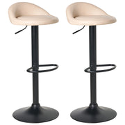 Set di 2 sedie da bar Beige chiaro rivestito in ecopelle Poggiapiedi nero girevole regolabile in altezza Moderno