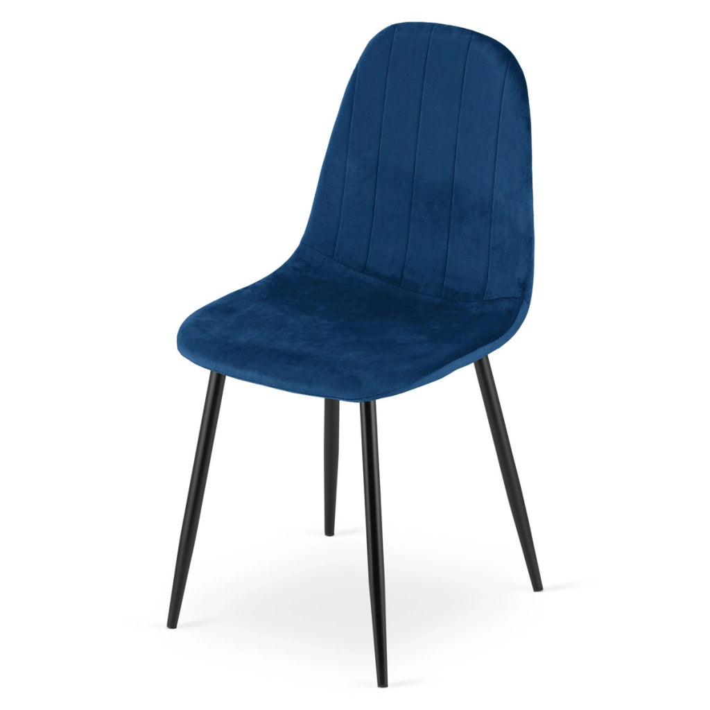 Sedia Padva in velluto blu scuro con gambe nere