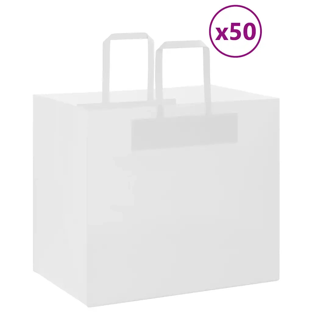 Sacchetti di Carta 50 pz con Manici Bianchi 32x22x28 cm