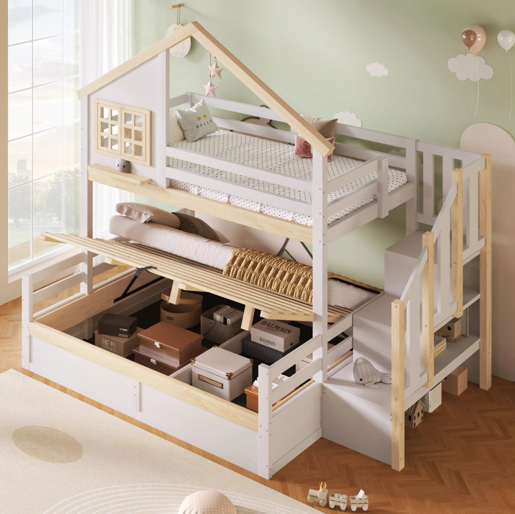 Letto a castello 90x200/140x200 cm con vano idraulico