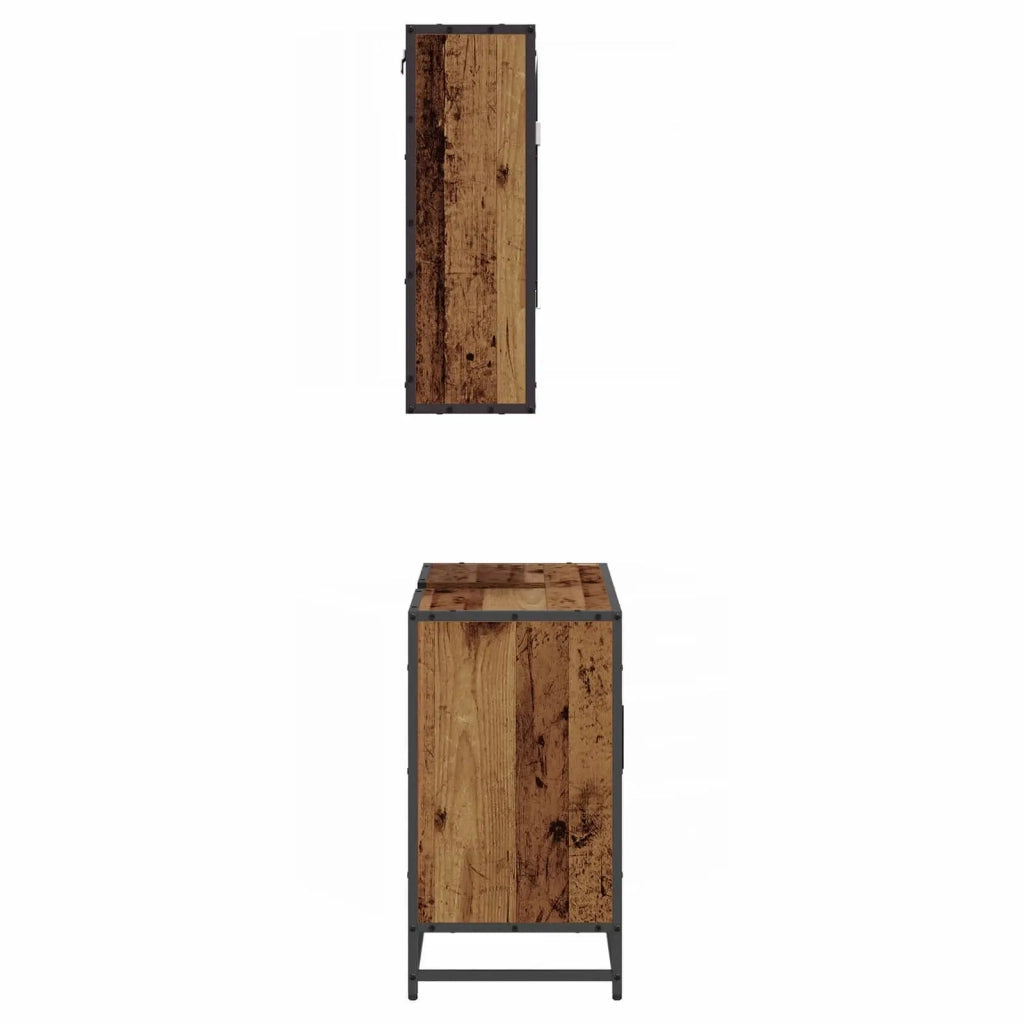 Set di mobili per il bagno con lo scaffale 2 pcs Legno vecchio
