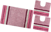 Tappeto Bagno Parure Puro Cotone Antiscivolo Morbido Colori Vivaci Made In Italy Rosa