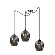 Lampadario Emibig LEVEL 3xE27 nero/grafite vetro 200cm