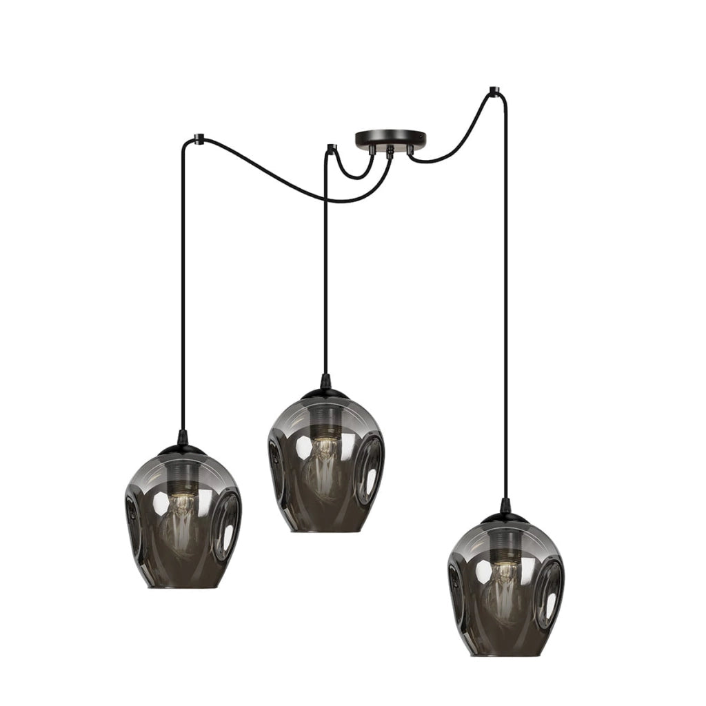 Lampadario Emibig LEVEL 3xE27 nero/grafite vetro 200cm