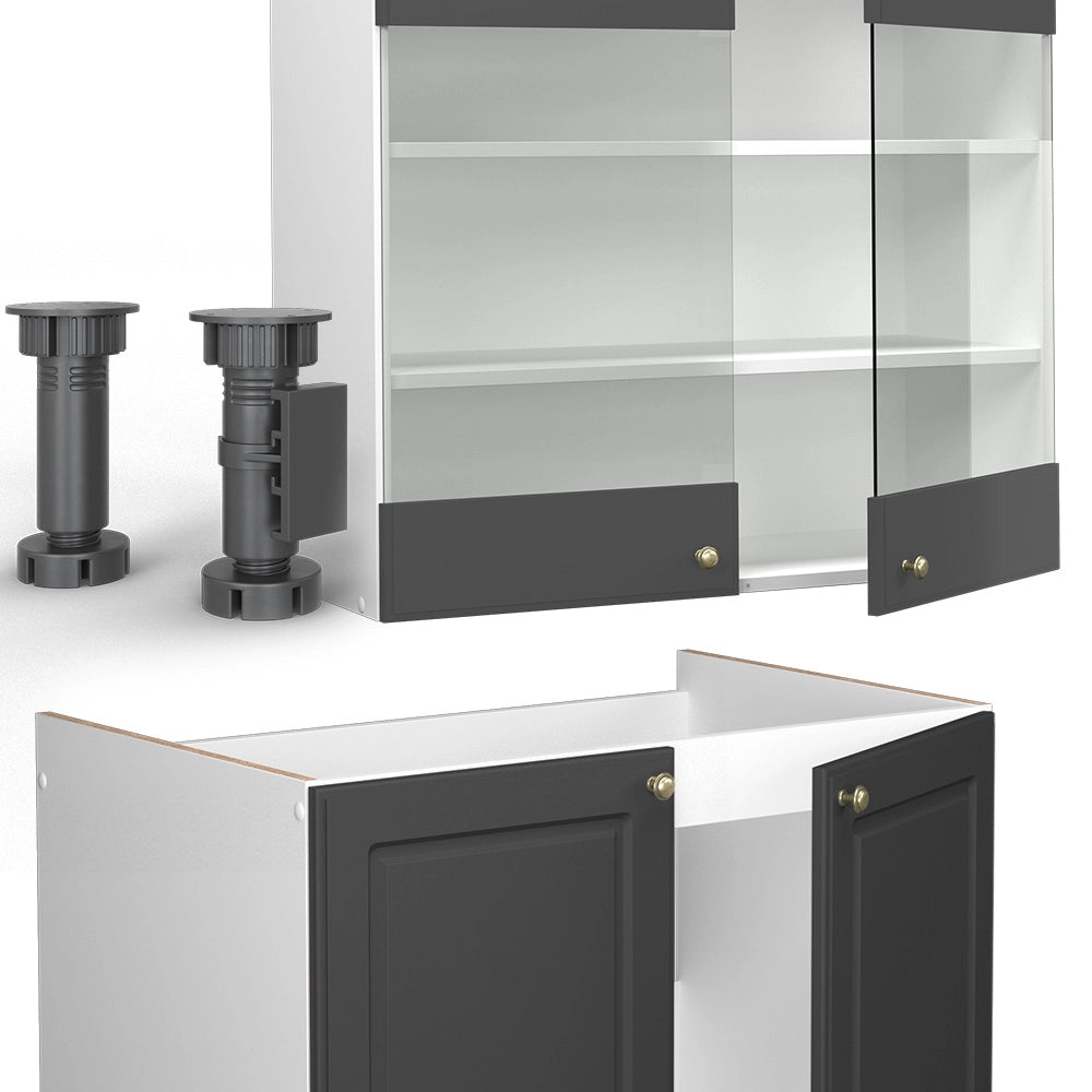Vicco Cucina componibile Antracite-Oro/Bianco 240 cm senza piano di lavoro