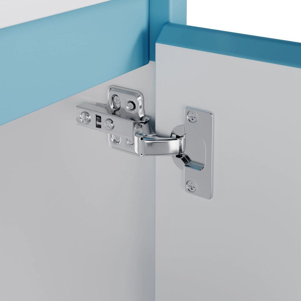 Mobile lavabo bagno freestanding blu 61 x 46,5 x 87 cm con lavandino in ceramica integrato, 2 cassetti e anta a chiusura rallentata