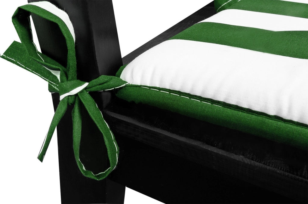 Set 4 Cuscini Sedia Cotone A Righe Verde Coprisedia Trapuntati Lavabili Morbidi Universali