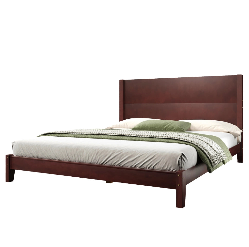Letto a piattaforma 160x200 cm con testiera e rete a doghe; marrone