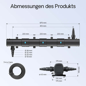 CUV-272 Chiarificatore per laghetti 72W Sterilizzatore UV