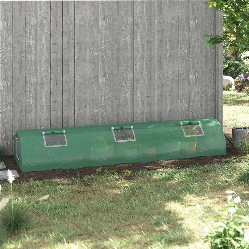 SERRA PICCOLA CON 5 FINESTRELLE E GRIGLIA CENTRALE IN ACCIAIO PE E PP 300X80X45 CM VERDE