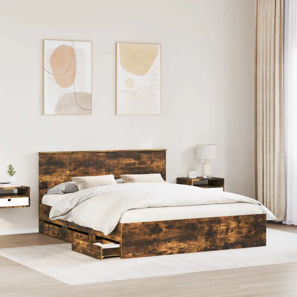 Struttura del letto con cassetto Rovere fumé 160 x 200 cm 3410690