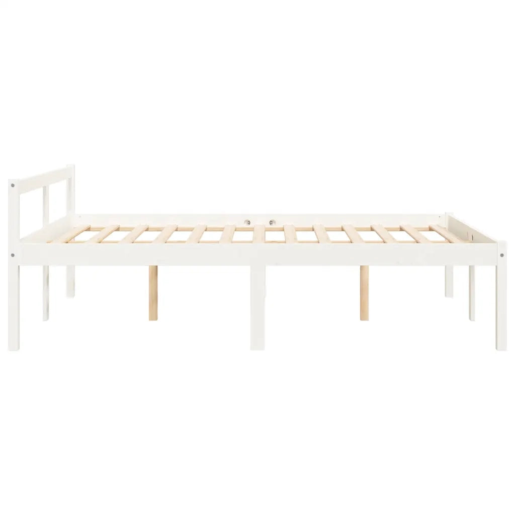 Letto per Anziani Bianco 135x190 cm Double in Legno di Pino 810590