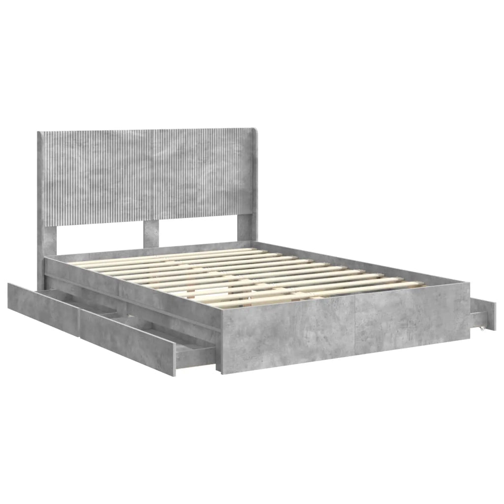Struttura del letto con stoccaggio e testata Grigio Cemento 3414016