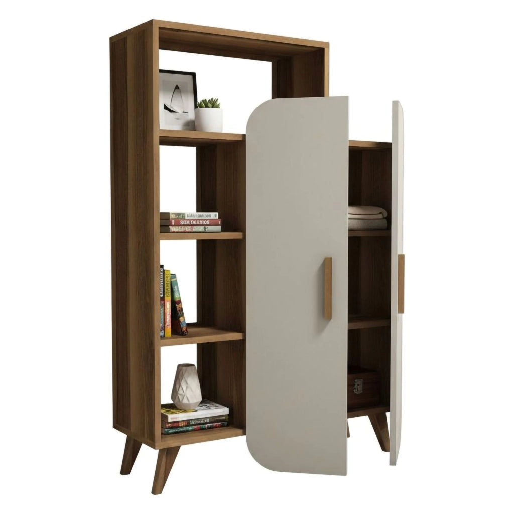 Biblioteca Agni, Libreria 5 Ripiani, 90x32x132h cm Marrone Noce