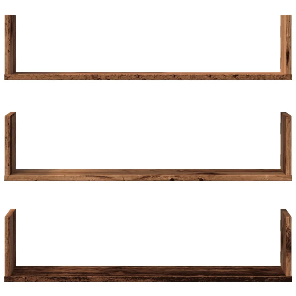 Mensole a Parete 3pz Legno Antico 80x18x18 cm in Truciolato 853297