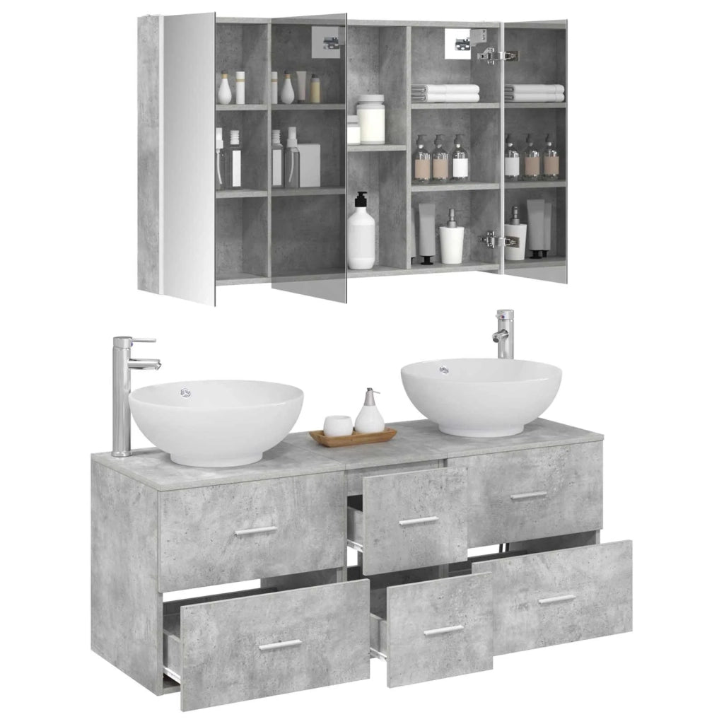 Set di mobili per il bagno 4 pcs Grigio Cemento 3406986