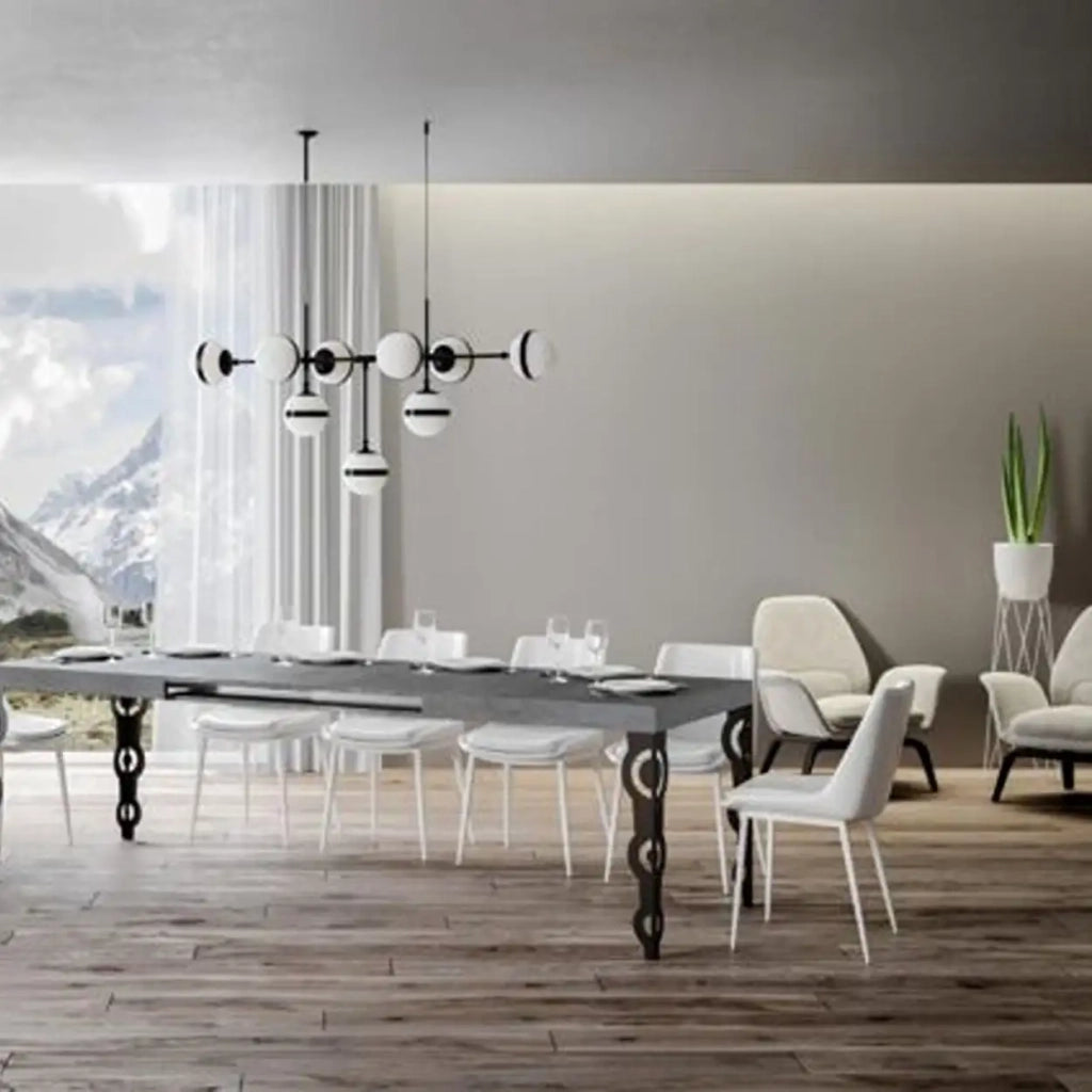 Tavolo allungabile 160/420x90 cm Karamay colore cemento gambe antracite