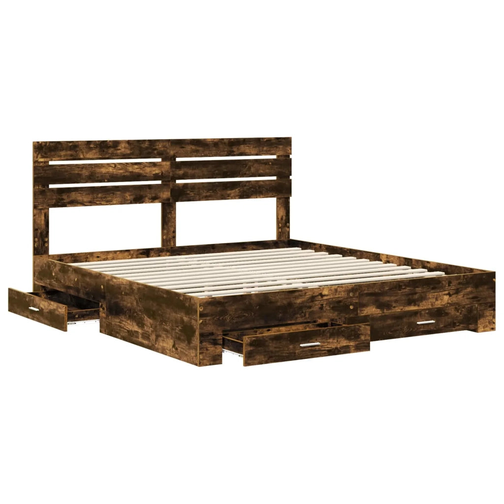 Struttura del letto Rovere fumé 200 x 200 cm Legno multistrato 3411612