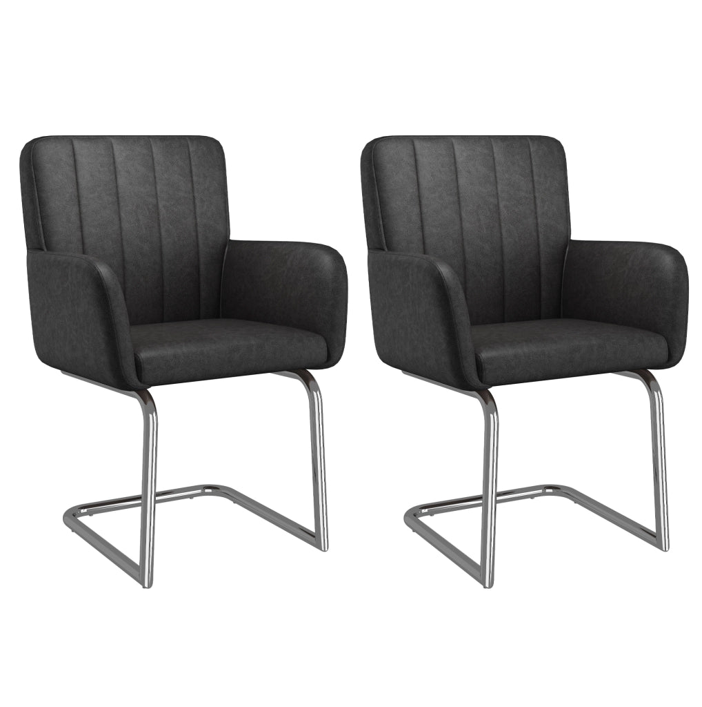 Set di 2 sedie da pranzo 64.01x57.2x57 cm con schienale ergonomico; pelle PU; nero