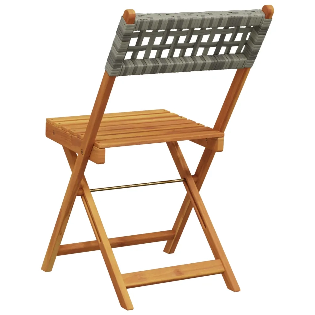 Sedie da Bistrò 2 pz Grigie Legno Massello Acacia e Polyrattan 367676