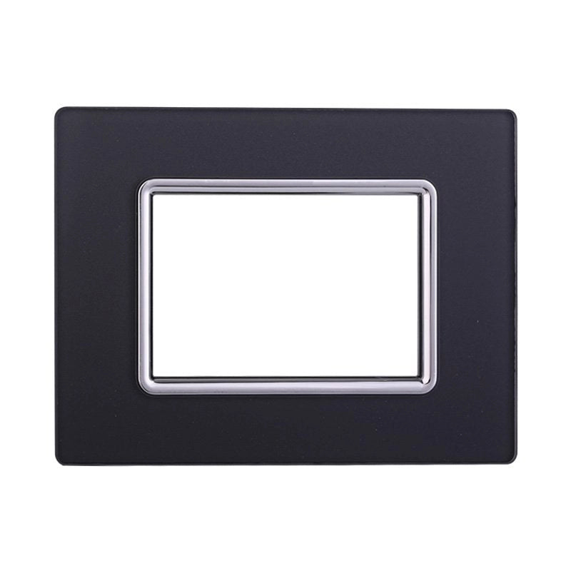 Placca In Vetro Serie Space 3P Colore Acciaio Scuro Compatibile Con Bticino Living Light
