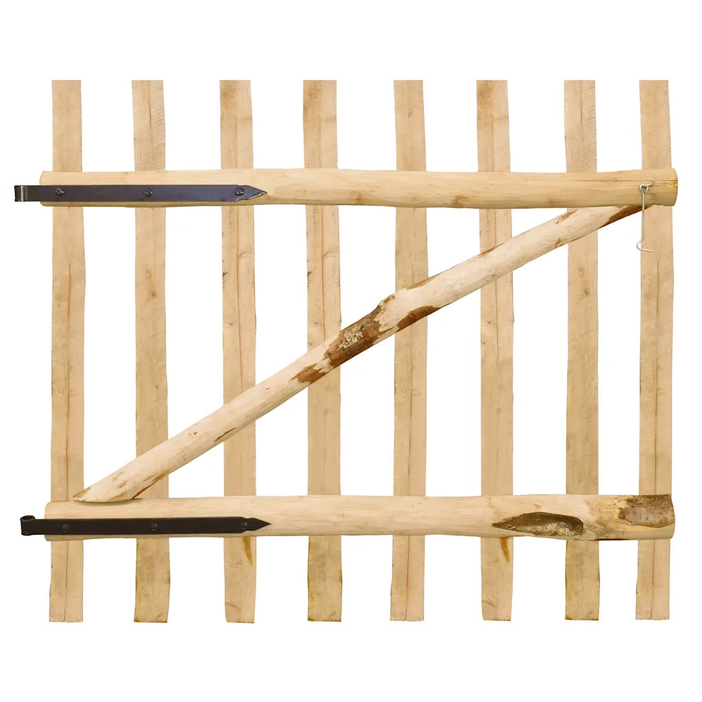 Cancello Singolo per Recinzione in Legno di Nocciolo 100x90 cm 142590