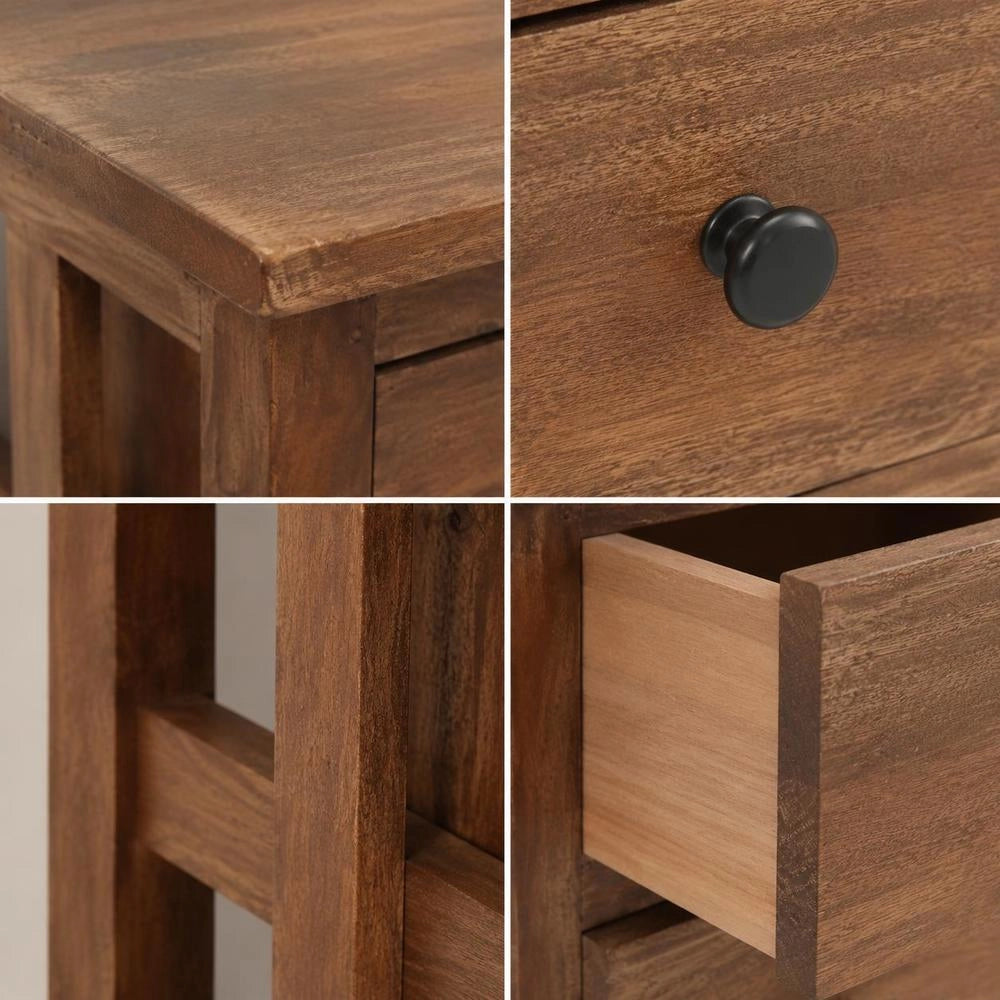 Bedside Table Solid Mahogany 40x30x51 Cm