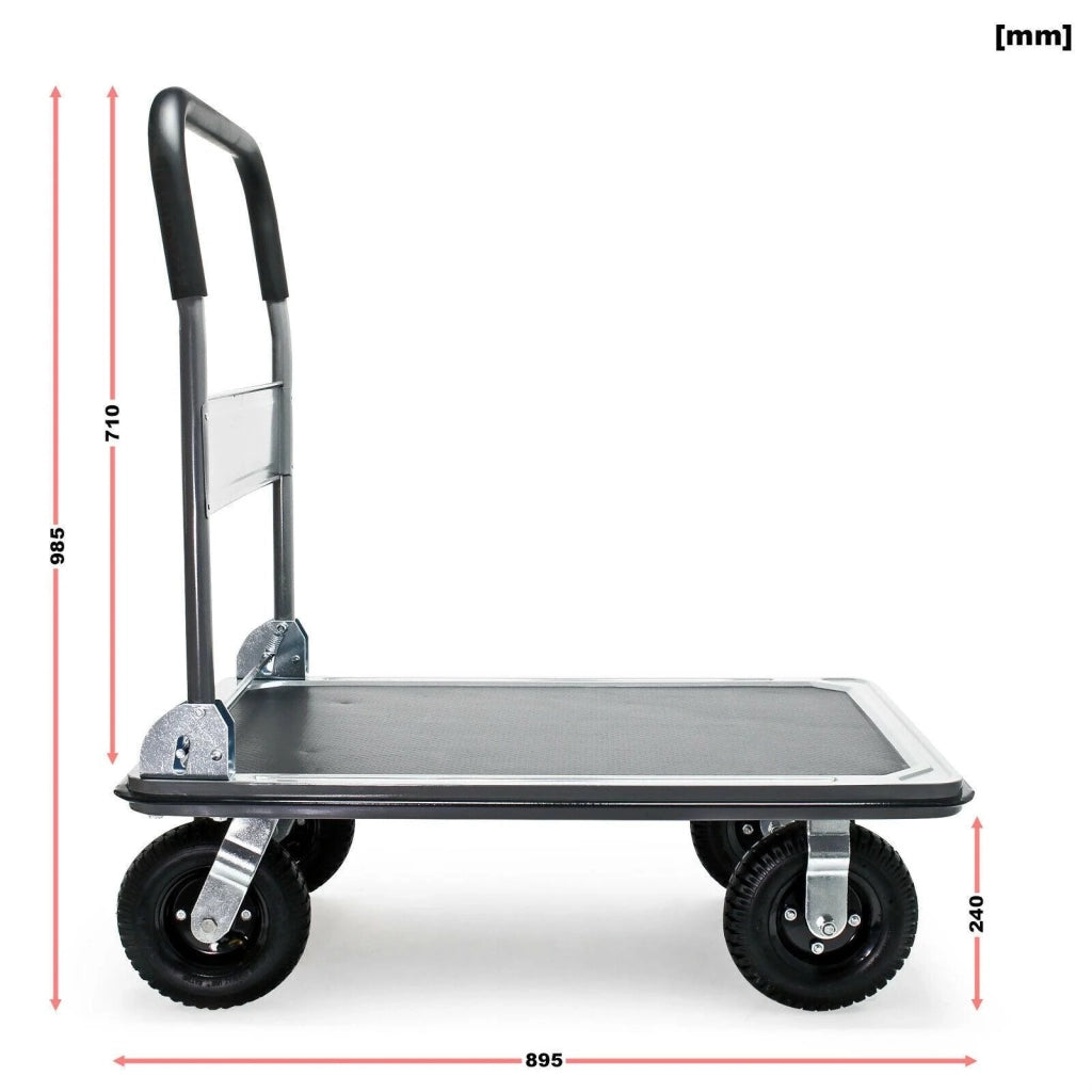 Carrello con piattaforma Carrello pieghevole per movimentazione carichi con pneumatici da 300 kg 16_0002573