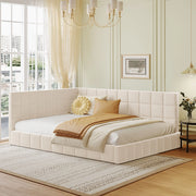 LETTO Giorno 140x200 cm in tessuto beige con rete a doghe
