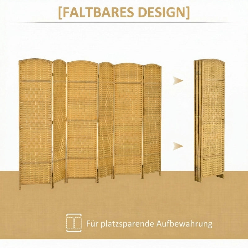 PARAVENTO pieghevole 6 pannelli 270x180 cm effetto legno naturale