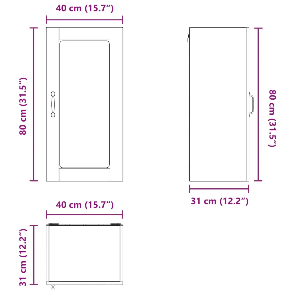 Mobile in vetro da parete LUCCA Legno antico 40 x 31 x 80 cm 885001