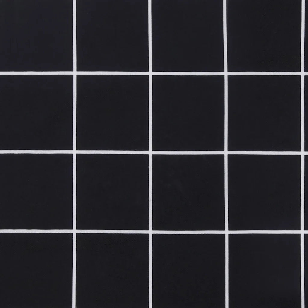 Cuscino Panca Giardino Motivo a Quadri Nero 200x50x4 cm Tessuto