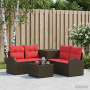 Set di divani 6 pz Marrone e Rosso Rattan sintetico e Acciaio 3447187
