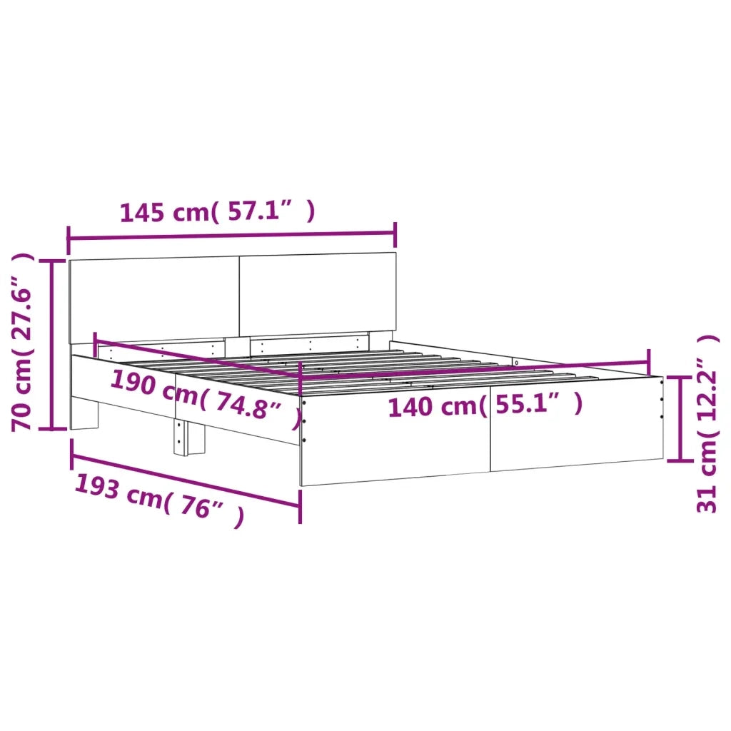 Giroletto con Testiera Rovere Marrone 140x190 cm