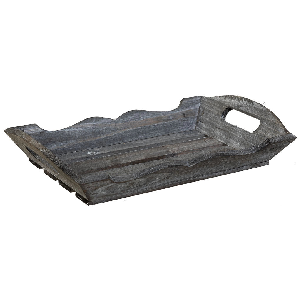 Vassoio in legno grigio 32x20x4/6,5h