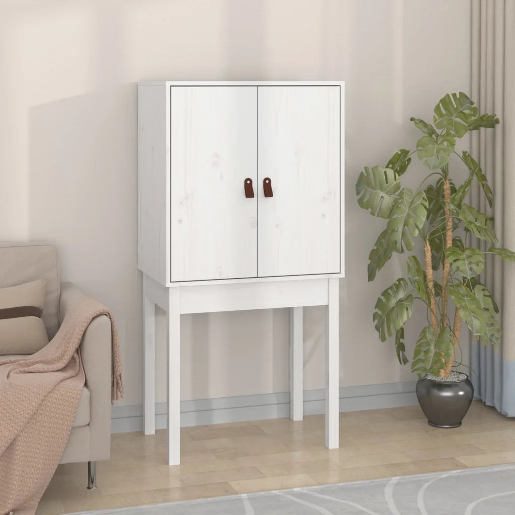 Credenza Bianca 60x40x120 cm in Legno Massello di Pino 821745