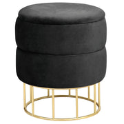 Pouf a scomparto rotonda in velluto trapuntato AKORD ELZA colore Nero