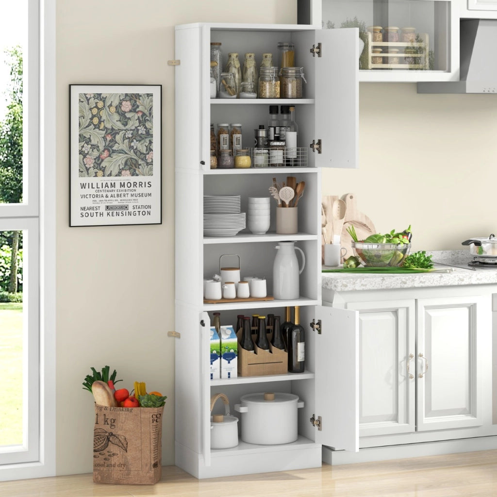 Armadio dispensa da cucina con porte e ripiani cerniere di sicurezza e dispositivi anti-caduta-BuffetArmadio alto 190cm Bianco