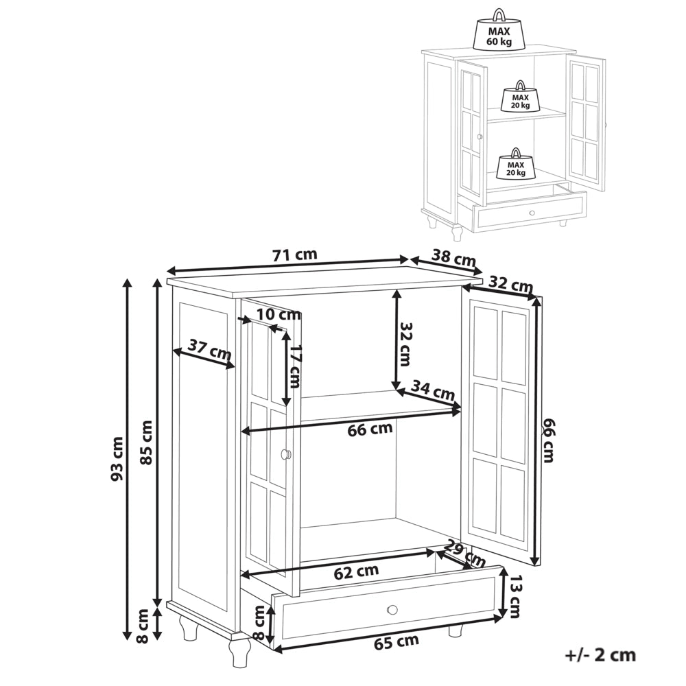 Credenza Bianca 2 Ante Con Cassetto Armadio Portaoggetti MDF Soggiorno