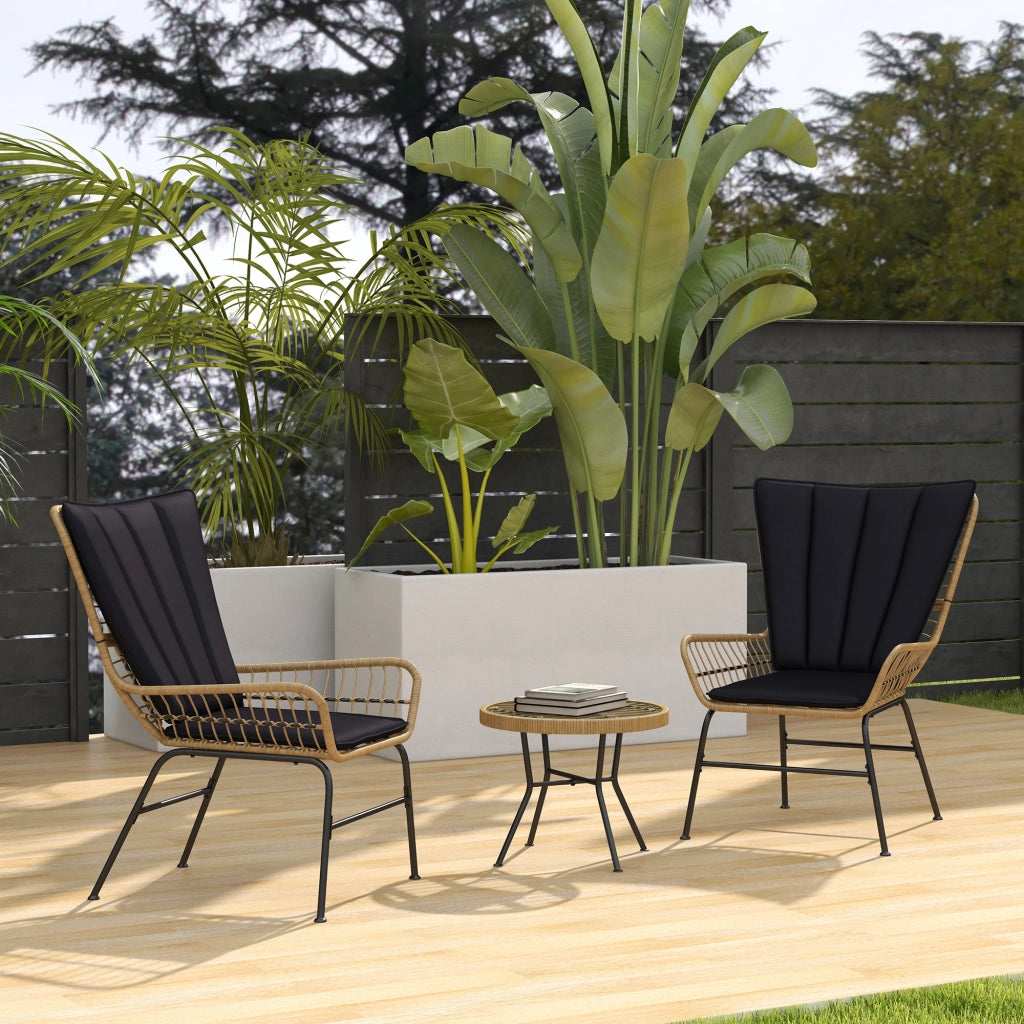 Set Bistrot per Balcone in Polipropilene ¨C zephmum ¨C 76x66x96 cm, Nero