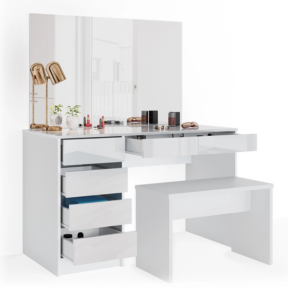 Vicco Tavolo da toeletta Bianco 120 cm con panca