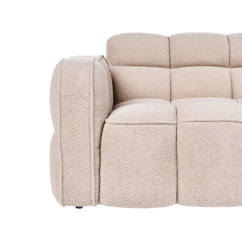 Divano a 2 posti Rivestimento bouclé beige Forma a nuvola imbottita Divano Stile moderno minimalista Soggiorno