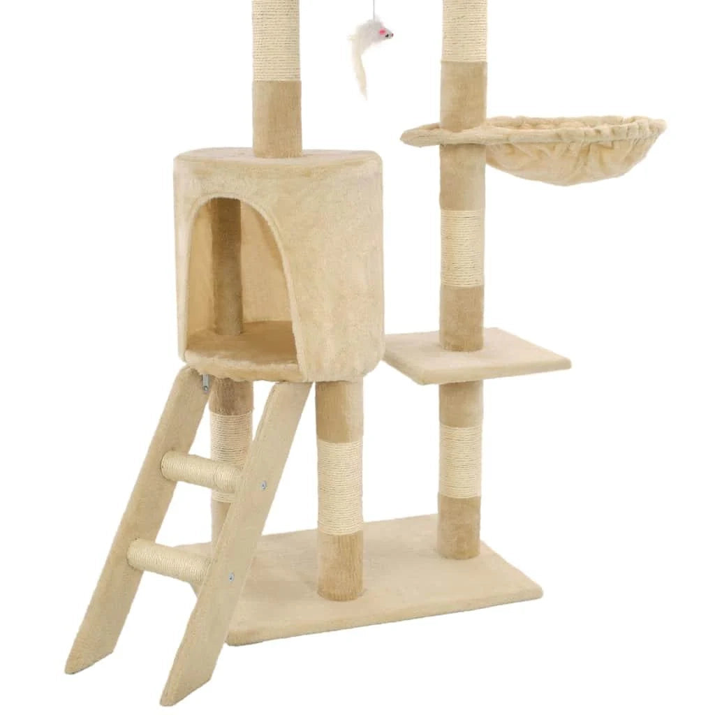 Tiragraffi albero per gatti cuccia per gatti giocattolo peluche sisal 138 cm beige 3702038