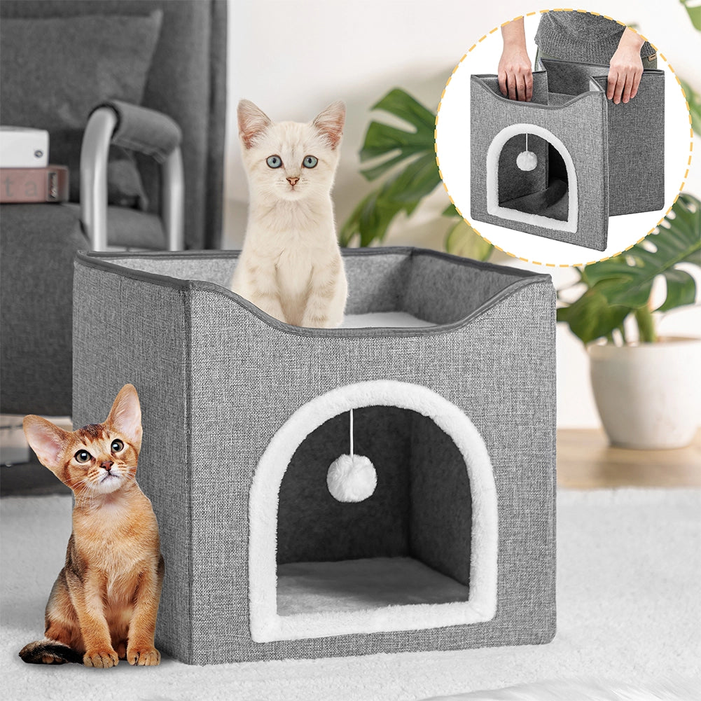 Cuccia Casa per Gatti Ingresso Arco Tiragraffi Casetta Animali Domestici 39x38cm