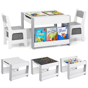 Set di 3 mobili per bambini: tavolo 615 x 615 x 48 cm con contenitore ergonomico e piano reversibile in MDF bianco e grigio 20_0011950