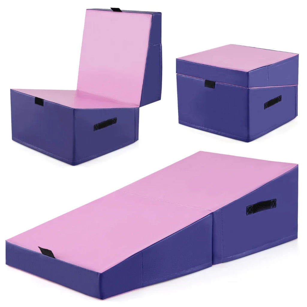 Tappetino da ginnastica pieghevole 120 x 60 x 35 cm ergonomico e sicuro per stretching e acrobazie in similpelle PVC rosa 20_0014227