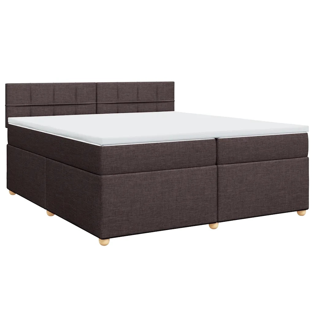 Giroletto a Molle con Materasso Marrone Scuro 200x200cm Tessuto