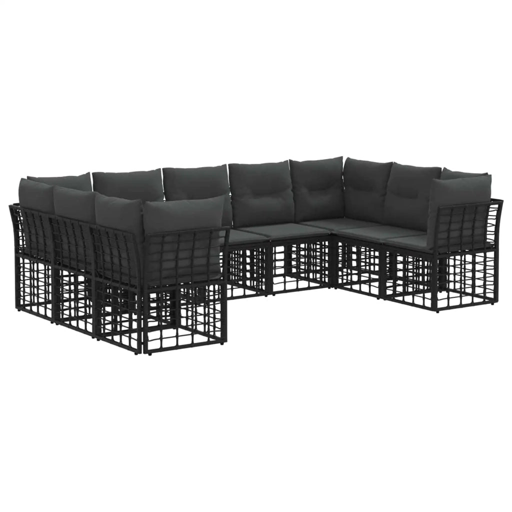 Set di divani da esterno Nero e Grigio scuro Poliestere